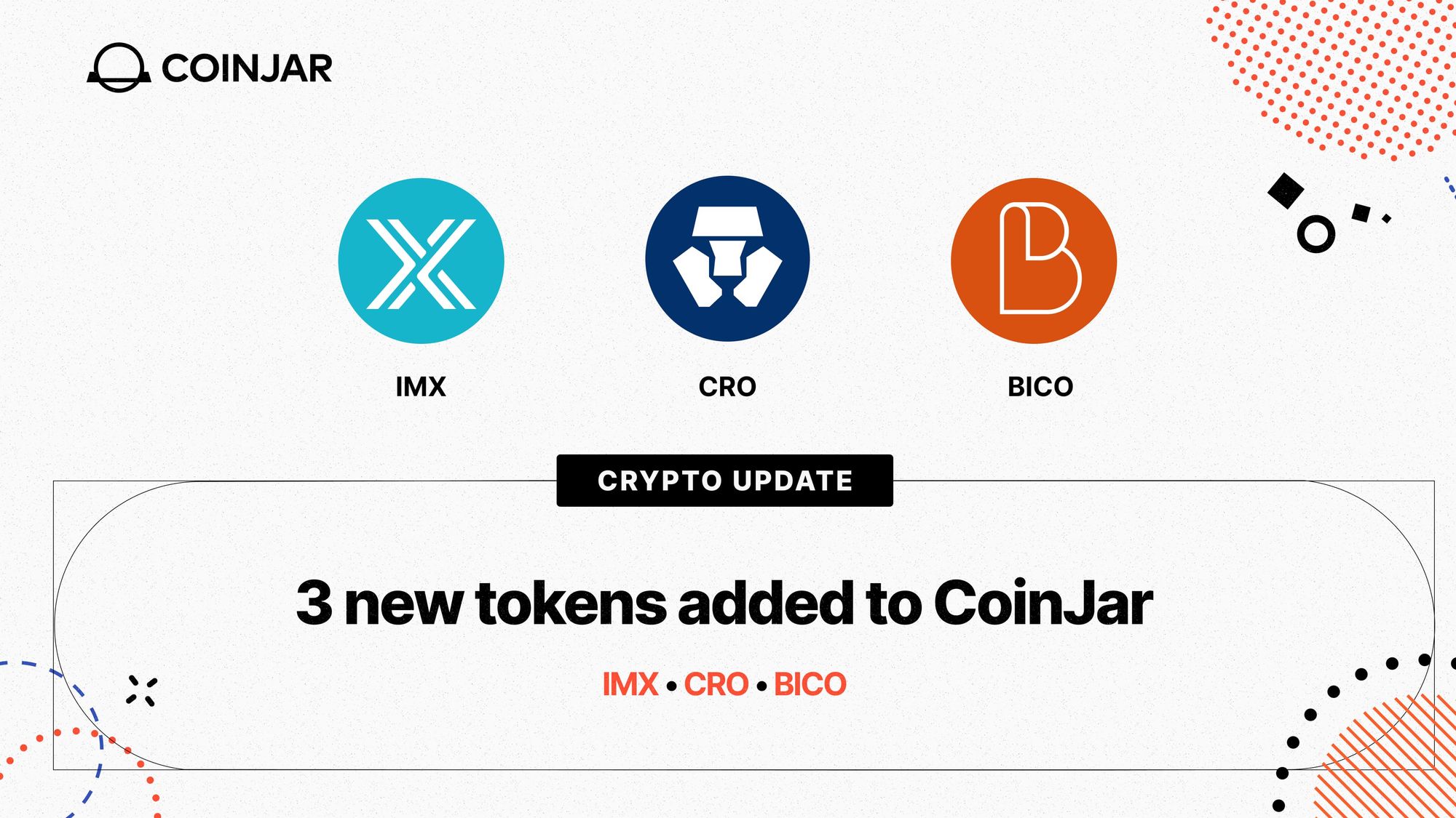 New token alert: CRO, IMX and BICO added to CoinJar