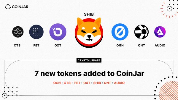 Trade SHIB on CoinJar! + FET, AUDIO and 4 more new coins