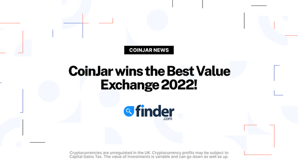 CoinJar wins ‘Best Exchange for Value’ in the UK Finder Awards 2022